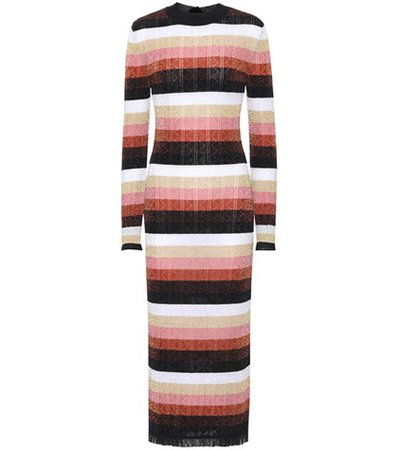 Metallic knitted wool-blend dress