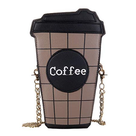 QZUnique Women's Mini Summer Cute Cartoon Coffee Cup Pattern Clutch Cross body Handbag Purse