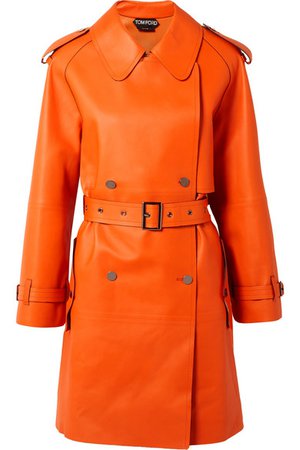 TOM FORD | Double-breasted leather trench coat | NET-A-PORTER.COM