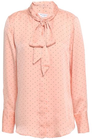 Peach Luis tie-neck polka-dot crepe de chine blouse | Sale up to 70% off | THE OUTNET | EQUIPMENT | THE OUTNET