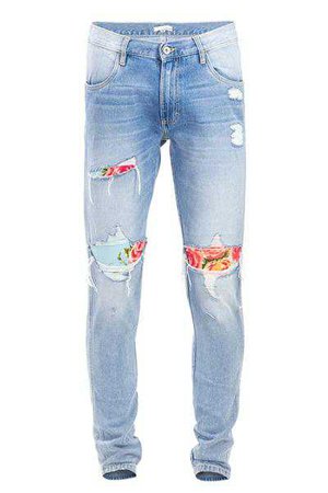 ENSLAVED® Clothing | Floral Patch Vintage Ripped Jeans