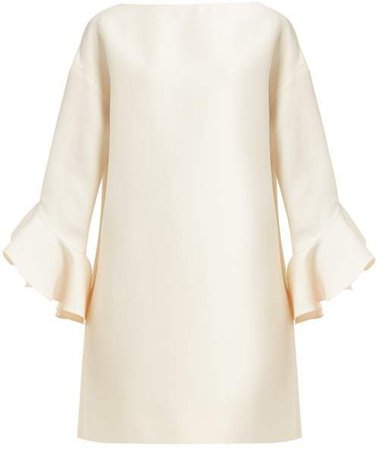 Fluted Wool Blend Crepe Mini Dress - Womens - Ivory