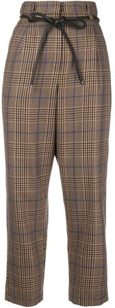 high-waisted check trousers