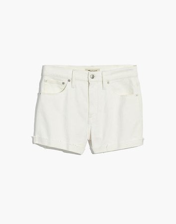 High-Rise Denim Shorts in Tile White