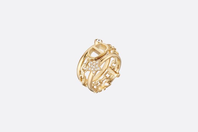 White Crystal Petit CD Gold-Finish Ring - Fashion Jewellery - Women's Fashion | DIOR
