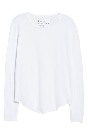 Frank & Eileen Long Sleeve Curved Hem T-Shirt | white