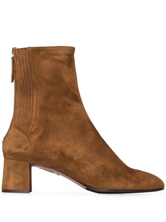 Shop Aquazzura camel brown Saint Honore 50 suede ankle boots with Express Delivery - FARFETCH