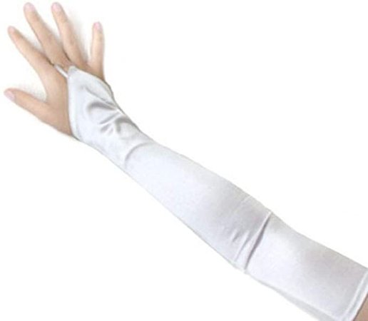 Amazon.com: SACAS Long Fingerless Satin Gloves in White One Size: Clothing