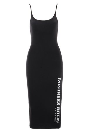 'Possession' Black Slinky Dress with Logo - Mistress Rock