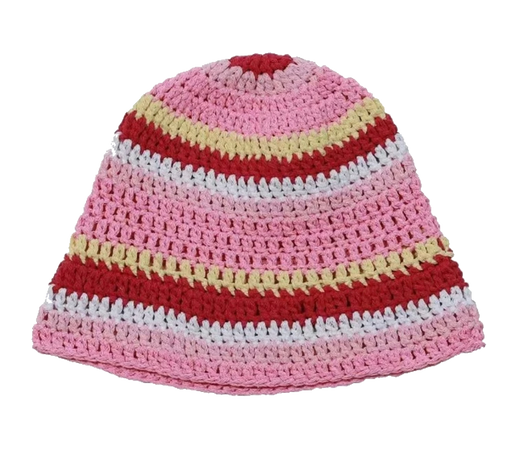 red crochet hat