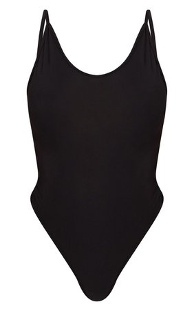 Shape Black Strappy Scoop Back Bodysuit | PrettyLittleThing