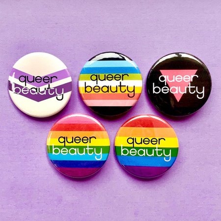 Queer Beauty Pride Flag Buttons // Gay Lesbian Bi Trans Enby | Etsy