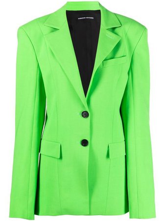 Shop green Kwaidan Editions padded-shoulder single-breasted blazer with Express Delivery - Farfetch