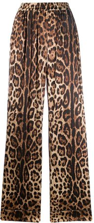 leopard-print straight trousers