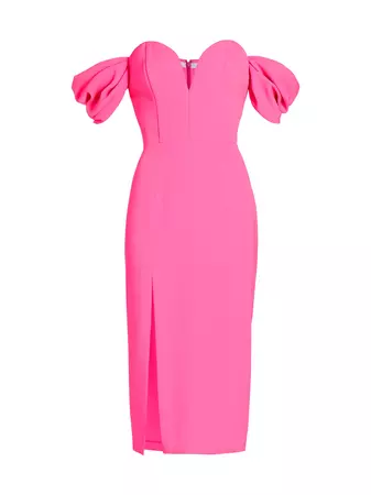 Shop Amanda Uprichard Victoria Off-The-Shoulder Midi-Dress | Saks Fifth Avenue