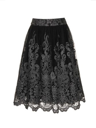 Black Baroque Style Midi Skirt – FrouFrou Couture