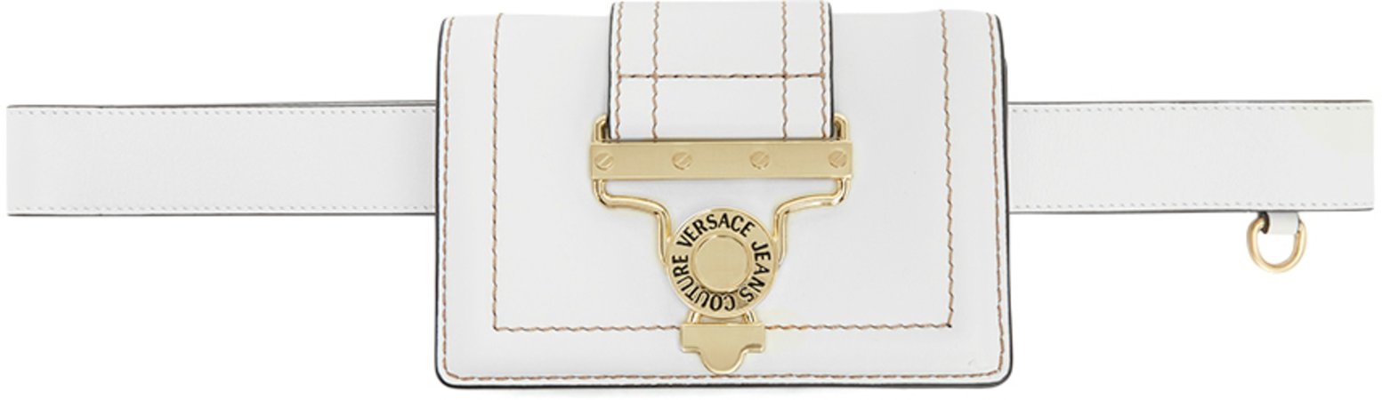 Versace Jeans Couture: White Salopette Buckle Belt Bag | SSENSE