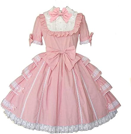 Amazon.com: Jeufoin Women Girls Sweet Pink Lolita Dress Short Sleeves Kawaii Japanese Style Lolita Princess Dresses with Bows : Clothing, Shoes & Jewelry