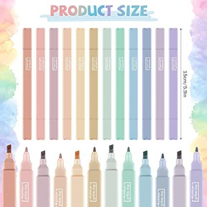 Amazon.com : 12 Pcs Bible Aesthetic Cute Highlighters with Chisel Tip Pastel Highlighters Bible Highlighter Markers No Bleed Gel Highlighters Note Taking for School Office Journal (Simple) : Office Products