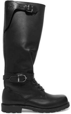 Husaren Distressed Leather Knee Boots - Black