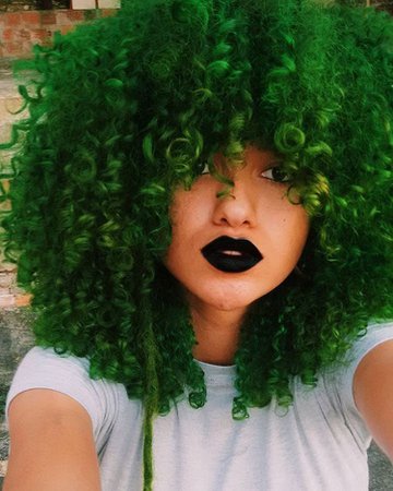 Green colored curly hair. | Hair styles, Curly hair styles, Natural hair styles
