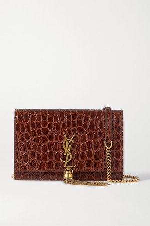 Kate Small Croc-effect Leather Shoulder Bag - Brown