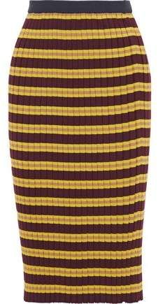 Striped Ribbed Cotton-blend Skirt