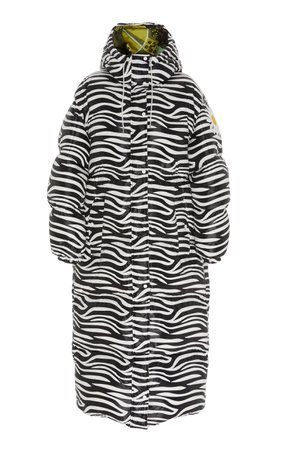 0 Moncler Richard Quinn Zebra-Print Quilted Shell Down Coat by Moncler Genius | Moda Operandi