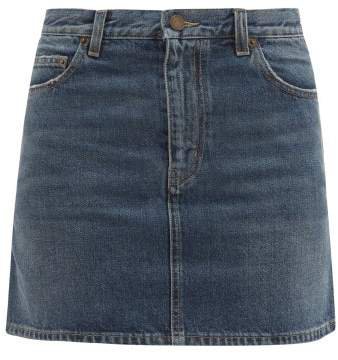 Mid Rise Denim Mini Skirt - Womens - Denim