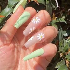 coffin green acrylic nails - Google Search