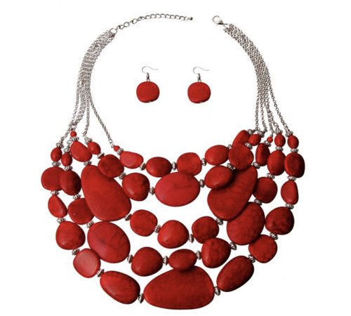 red cracked stone necklace