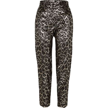 Black leopard print jacquard trousers - Cigarette Trousers - Trousers - women