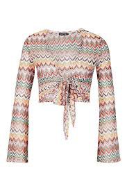 cropped boho tops bell sleeves tie knit - Google Search