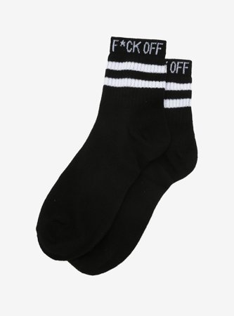 F*ck Off Black & White Varisty Stripe Ankle Socks