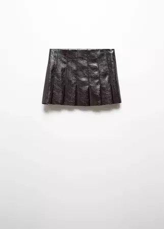Leather-effect pleated mini-skirt - Woman | Mango Denmark