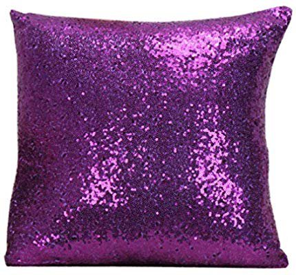 Yohope Home Decor Solid Color Glitter Sequins Throw Pillow Case Sofa Square Cushion Covers 40cm*40cm (Purple): Amazon.co.uk: Kitchen & Home