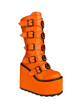 orange pumpkin boots
