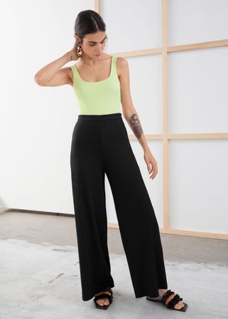 Stretch Rib Trousers - Black - Trousers - & Other Stories