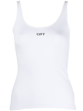 Off-White Logo Print Tank Top OWAD072R20H790950110 White | Farfetch