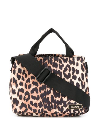 GANNI Leopard Print Shoulder Bag - Farfetch