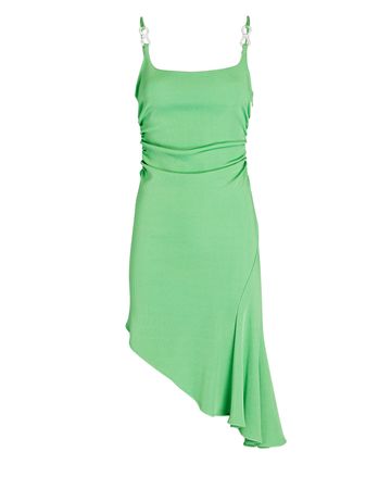 MACH & MACH Asymmetric Mini Dress In Green | INTERMIX®