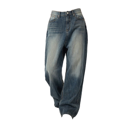 faded baggy denim jeans mid blue