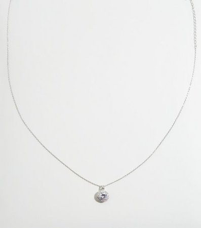 Silver Round Cubic Zirconia Pendant Necklace | New Look