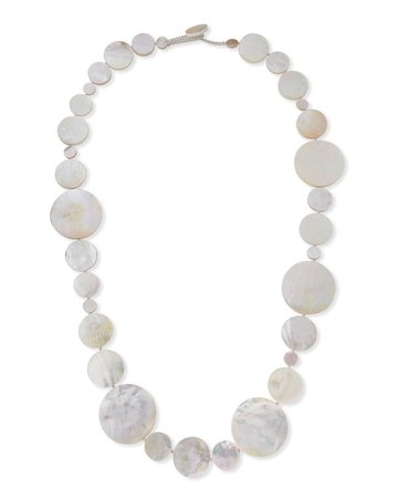Viktoria Hayman 42" Long Mother-of-Pearl Disc Necklace