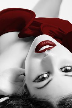 Black & White Model Red Lips & Dress