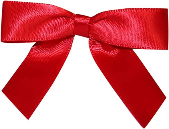 Amazon.com: Reliant Ribbon 5171-06503-2X1 Satin Twist Tie Bows - Small Bows, 5/8 Inch X 100 Pieces, Red : Health & Household
