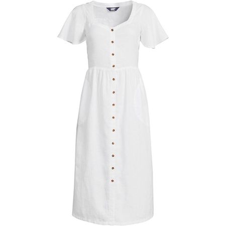 Lands' End Women's Linen Sweetheart Button Front Midi Dress : Target