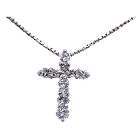 Diamond Platinum Cross Pendant For Sale at 1stDibs
