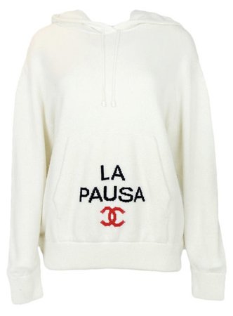 Chanel White 2019 Cruise Cashmere La Pausa Hooded Sweater