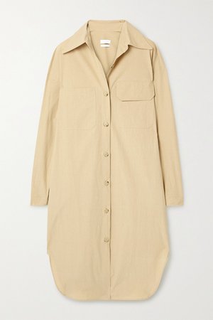 Beige Shiloh oversized cotton-poplin shirt dress | Deveaux | NET-A-PORTER